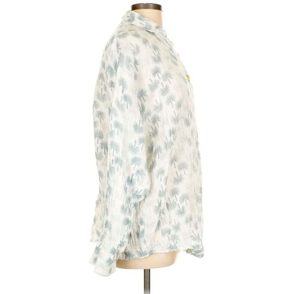 MAREA APRES BEACH SHIRT 100% Cotton Grey Shady Palm Tree Button Down Resort wear - Picture 4 of 8